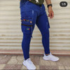 اسلش جین آبی پر رنگ پارچه جین پنبه سوپر کش