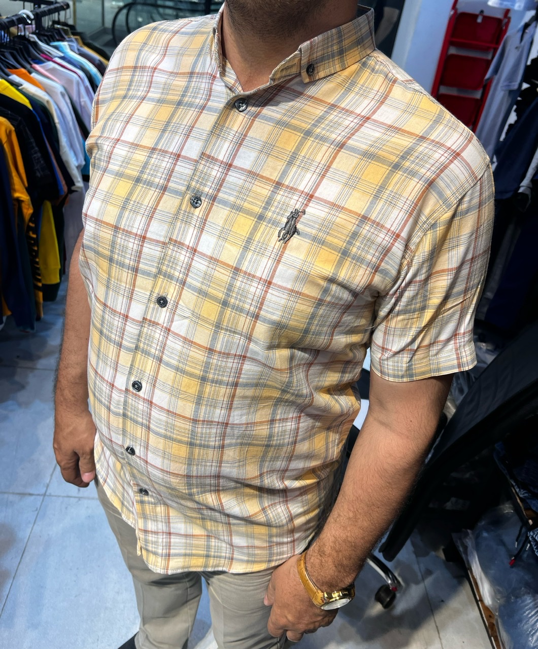 پیراهن کلاسیک نخی سایز بزرگ[آستین کوتاه] قواره دار با کیفیت بالا تا 5XL