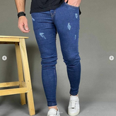 شلوار جین اسکینی پارچه اعلا با تضمین کیفیت تمام کش سورمه ای