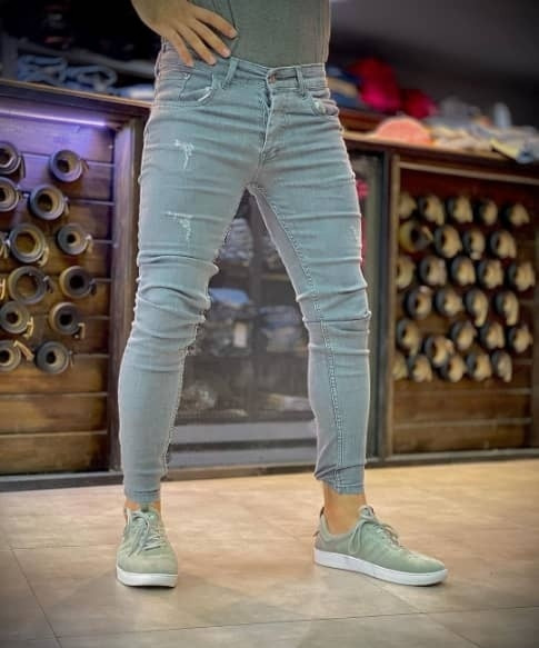 شلوار جین طوسی اسکینی مردانه