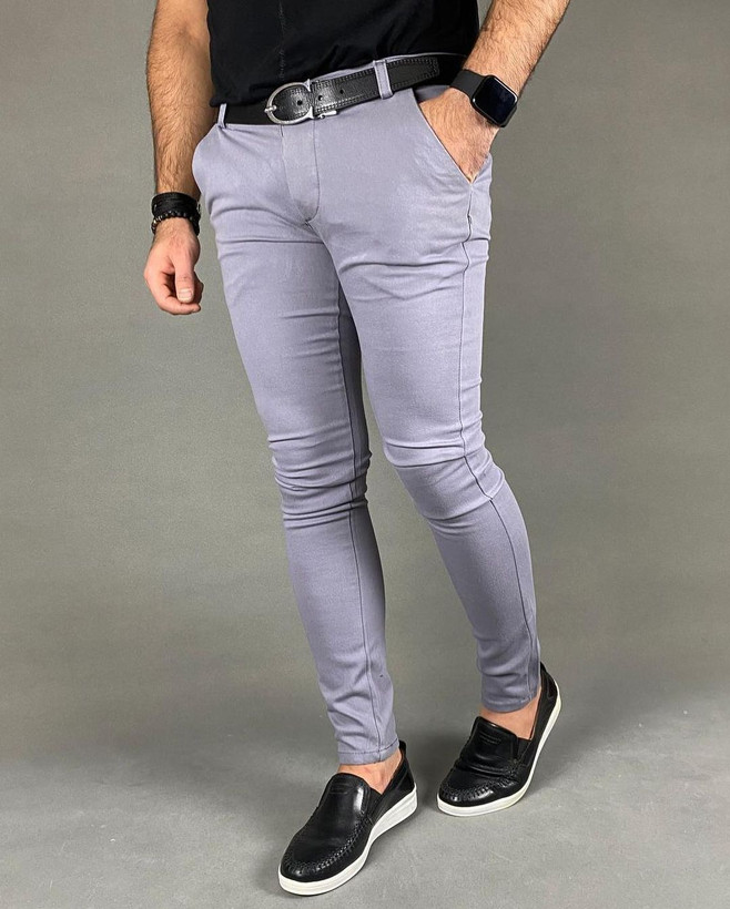 شلوار کتان طوسی مردانه