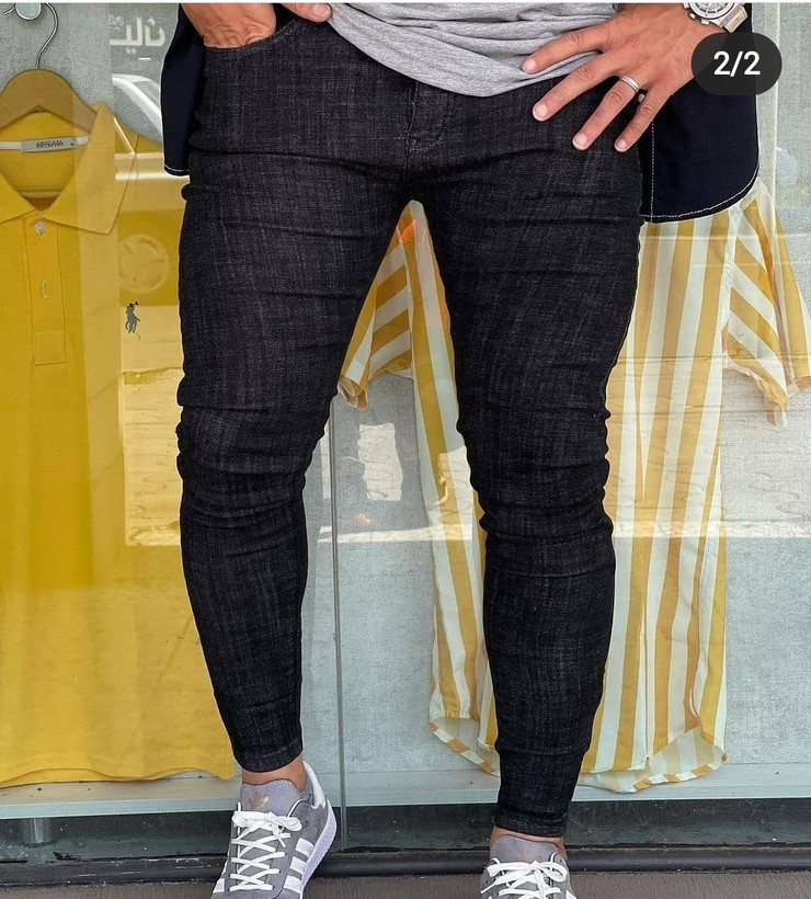 شلوار لی مشکی آسفالتی مردانه اسکینی فول کش