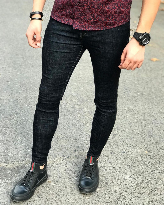 شلوار جین اسکینی مشکی آسفالتی مردانه