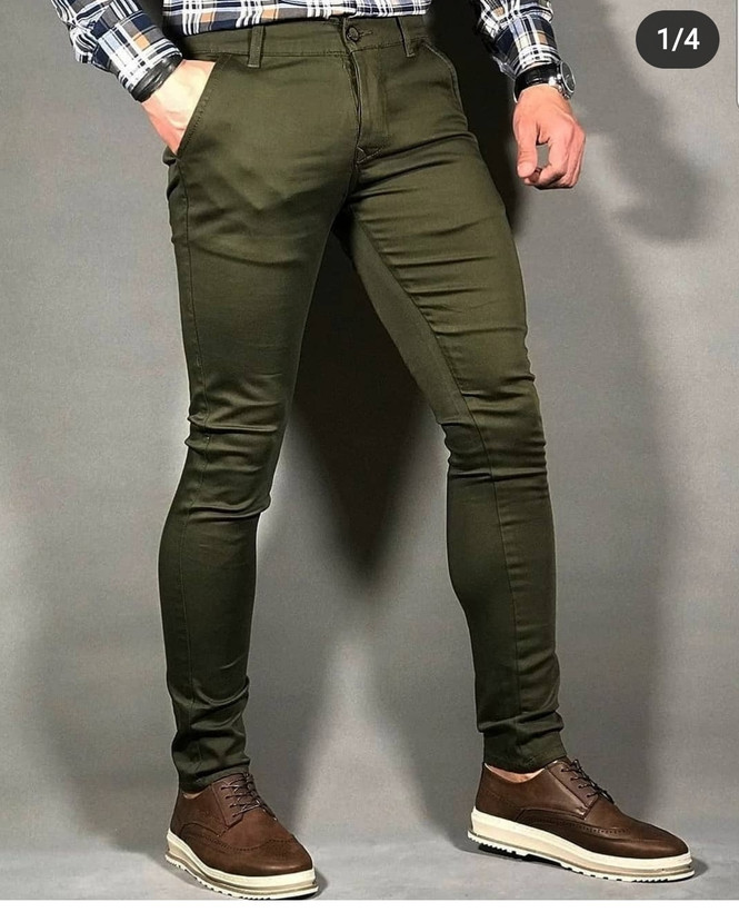 شلوار کتان راسته اسپرت درجه یک تمام کش جدید سبز ارتشی