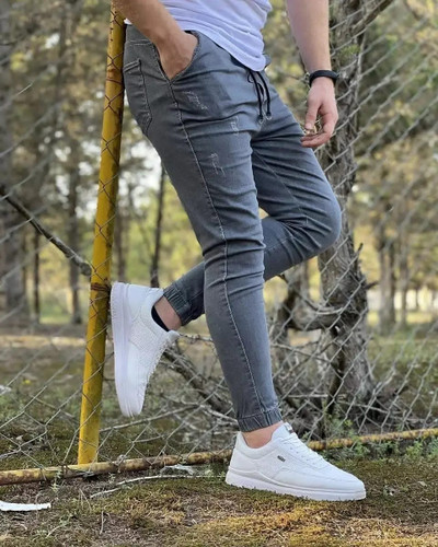 شلوار اسلش جین طوسی