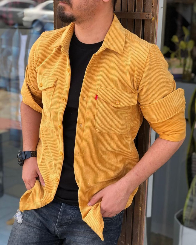 پیراهن خردلی خاص مخمل کبریتی