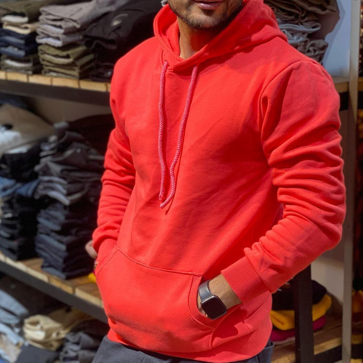 هودی ساده قرمز مردانه شیک و زیبا مدل 6554632