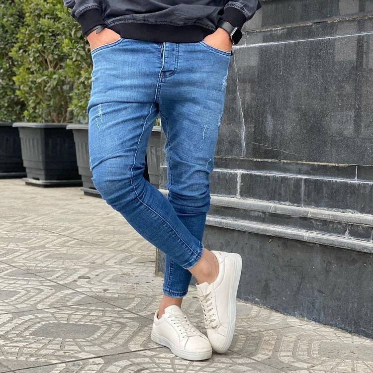 شلوار جین آبی اسلیم فیت مردانه کد 312432