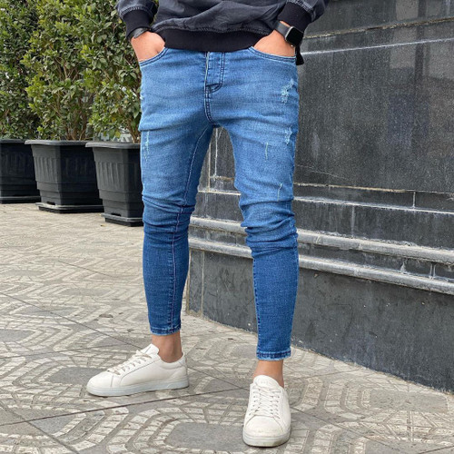 شلوار جین آبی اسلیم فیت مردانه کد 312432