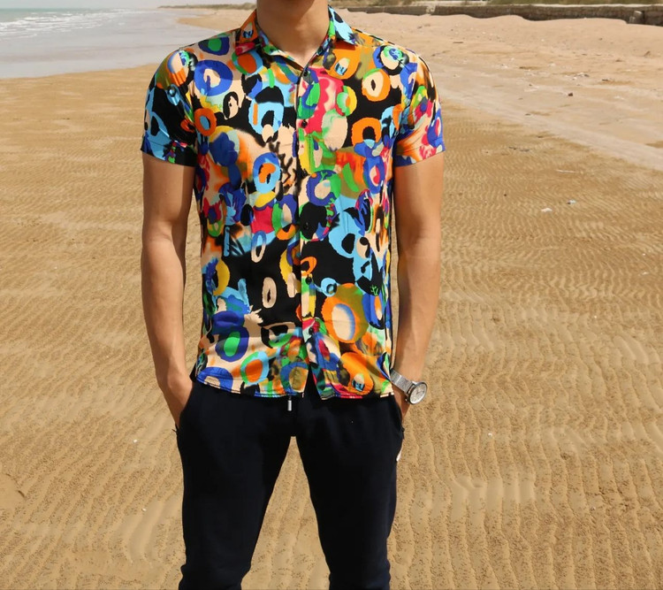 پیراهن هاوایی طرح آبرنگی