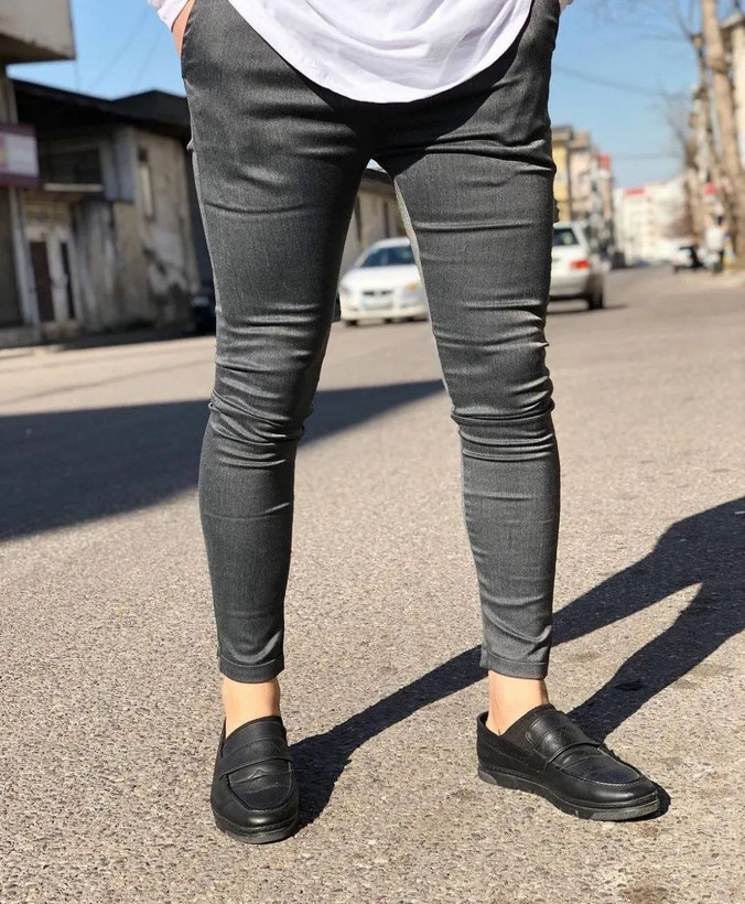 شلوار فاستونی پارچه ای طوسی مردانه کد ۱۳۱۹