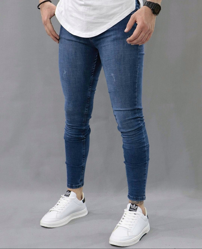 شلوار جین سرمه ای اسکینی مردانه فول کش کد ۸۰