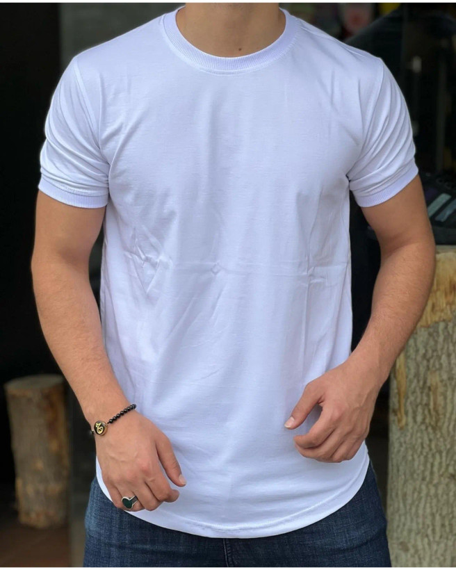 تیشرت سفید ساده مردانه