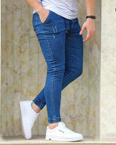 شلوار اسلش جین آبی تمام کش