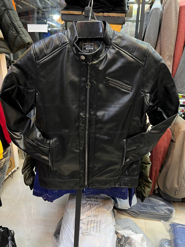 کاپشن چرم مشکی