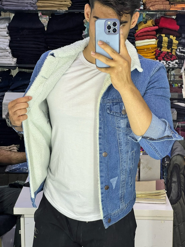 کت جین یخی مردانه خز دار پارچه اعلا تضمینی