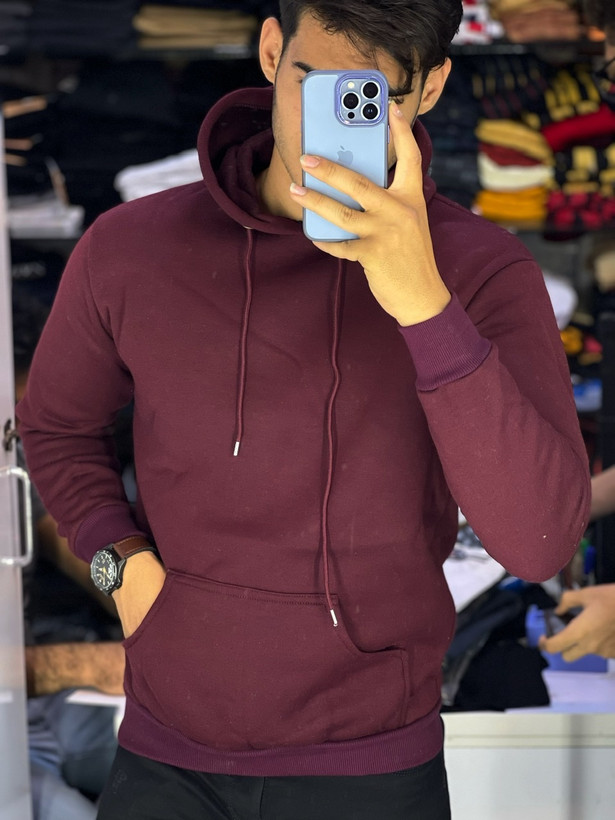 هودی ساده زرشکی دورس سه نخ پنبه