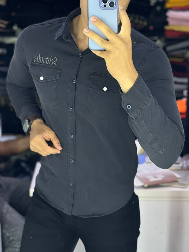 پیراهن جین ذغالی مردانه