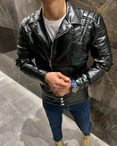 کاپشن چرم زیپ کج