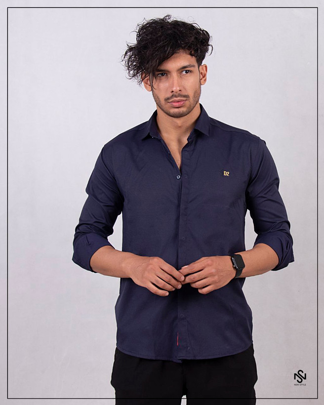 پیراهن ساده سرمه ای