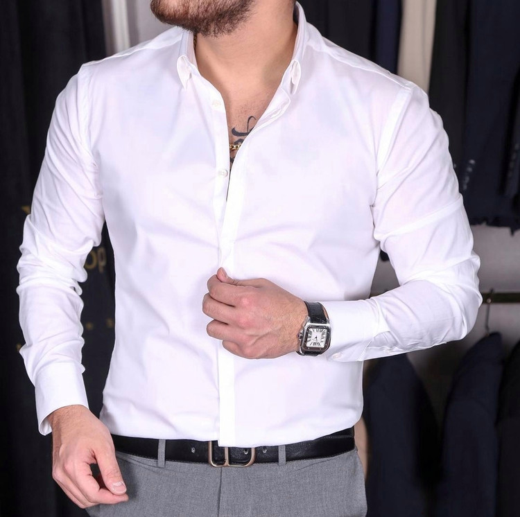 پیراهن سفید مجلسی مردانه