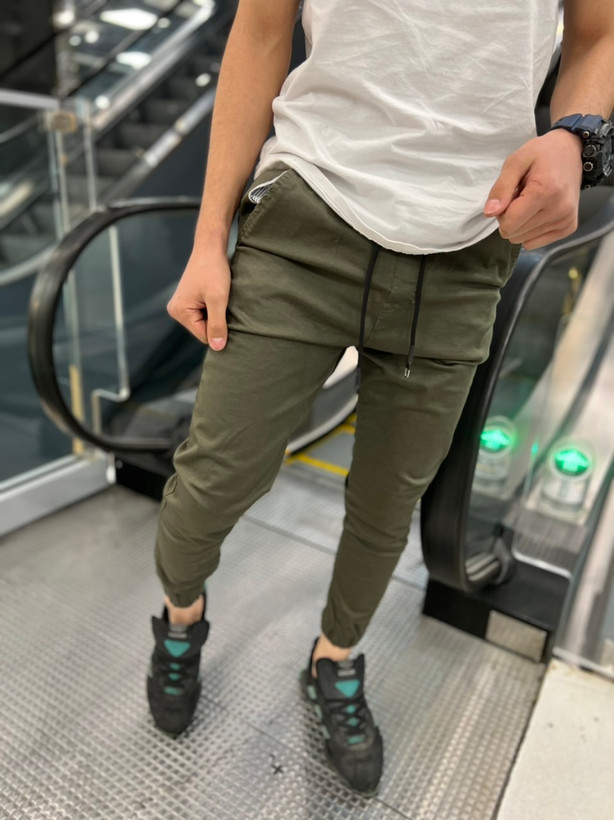 شلوار اسلش جاگر سبز یشمی پارچه کتان پنبه با گارانتی کیفیت بالا