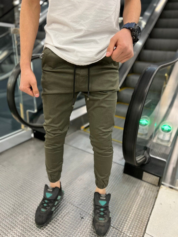 شلوار اسلش جاگر سبز یشمی پارچه کتان پنبه با گارانتی کیفیت بالا