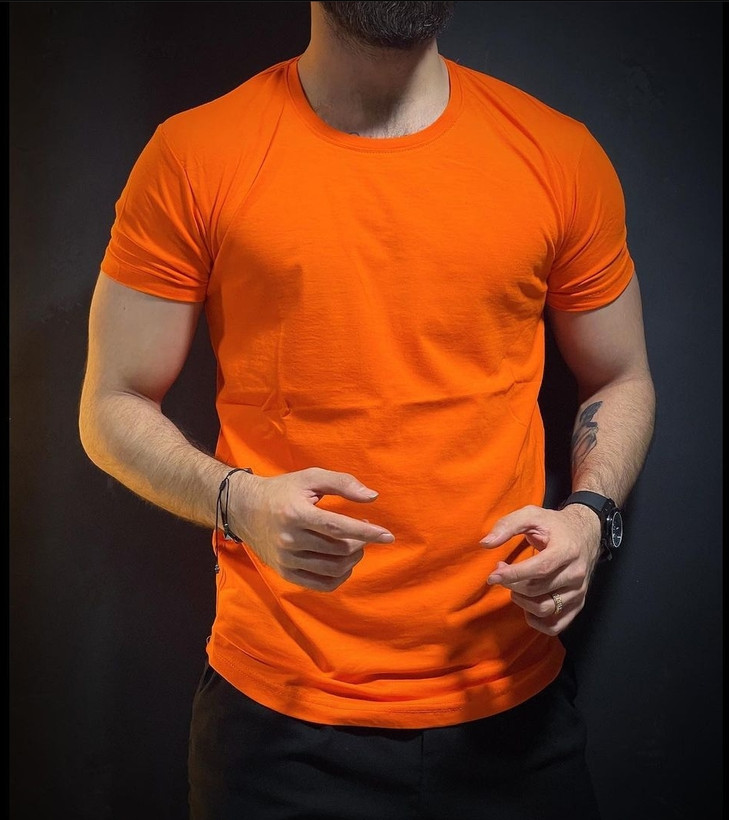 تیشرت ساده نارنجی نخ پنبه