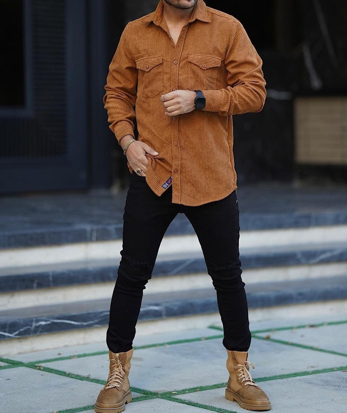 پیراهن کبریتی شتری