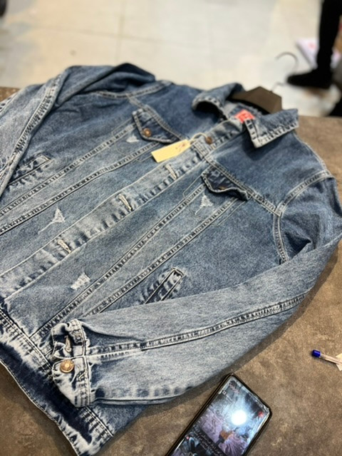 کت جین آبی یخی بدون خز