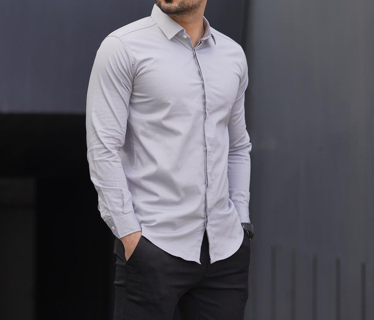 پیراهن طوسی مردانه