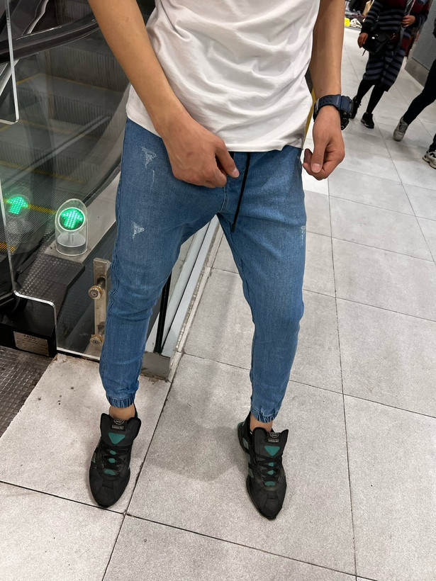 اسلش جین آبی یخی پارچه درجه یک کد۳