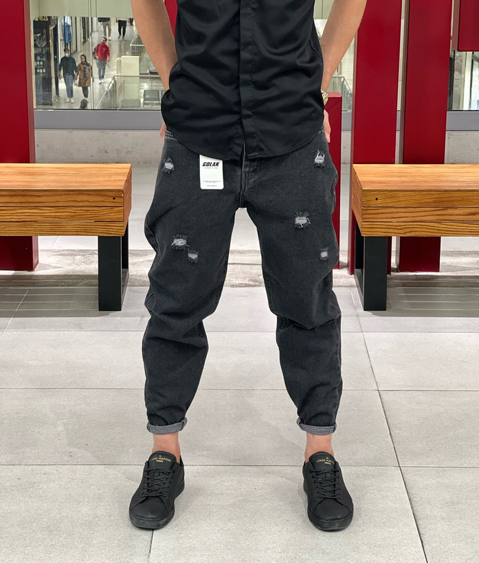 شلوار جین ذغالی مام فیت مردانه کد ۱۴۶۷۸