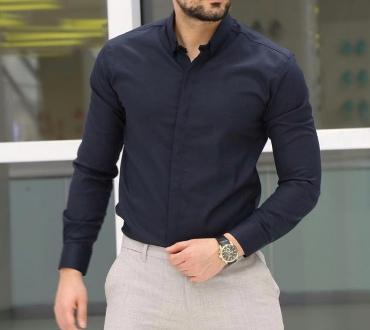 پیراهن سرمه ای مردانه