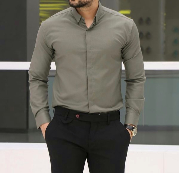 پیراهن سبز زیتونی مردانه