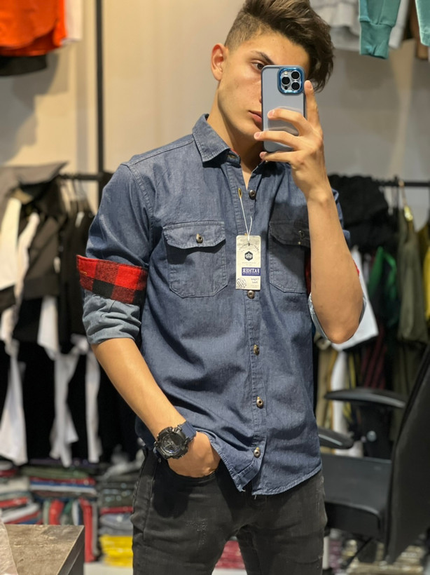 پیراهن جین دوجیب مردانه