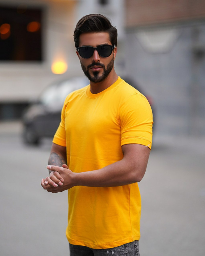 تیشرت خردلی مردانه خرید