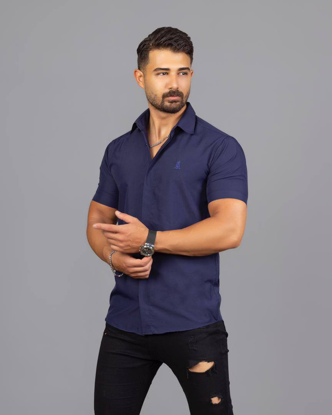 پیراهن آستین کوتاه سرمه ای