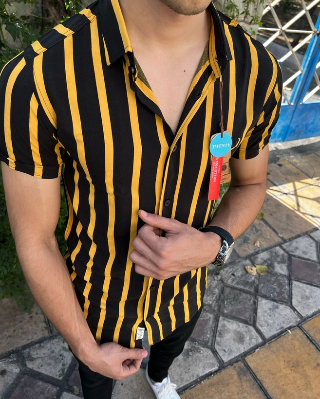 پیراهن راه راه هاوایی بسیار خنک و لطیف پارچه هندی