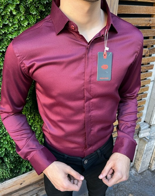 خرید پیراهن زرشکی مردانه