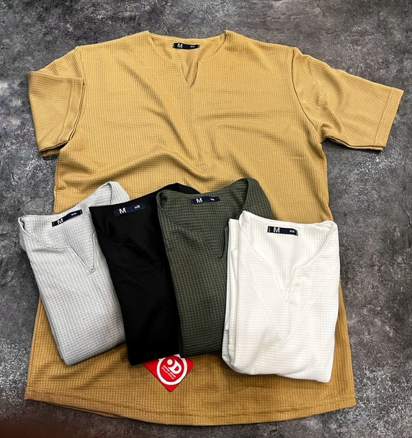 تیشرت سفید یقه کوبایی (مراکشی) بیسکوییتی