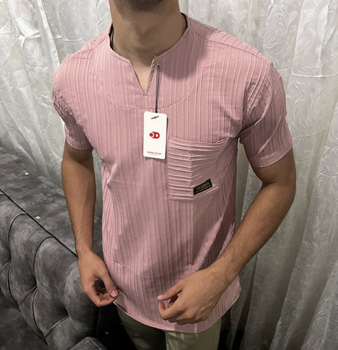 تیشرت یقه کوبایی پارچه کراش