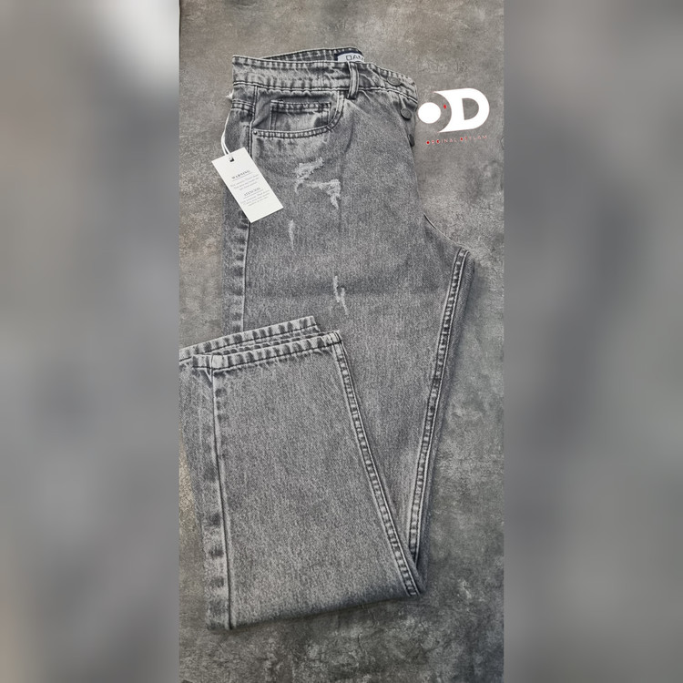 شلوار جین مام فیت مردانه رنگ طوسی سایز ۳۱ تا ۳۶