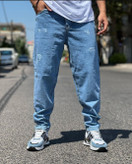 شلوار مام استایل آبی اقیانوسی مردانه کیفیت بالا