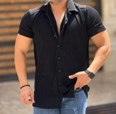 Long Sleeve Black Collar English Fabric Full Stretch Shirt