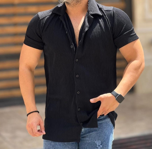 Long Sleeve Black Collar English Fabric Full Stretch Shirt
