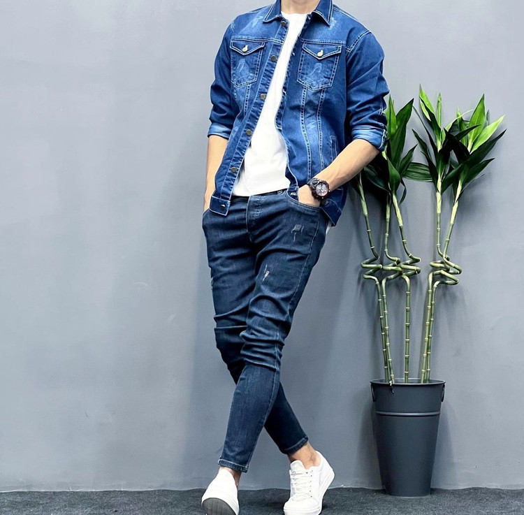 کت جین مردانه رنگ آبی فول کش 2025