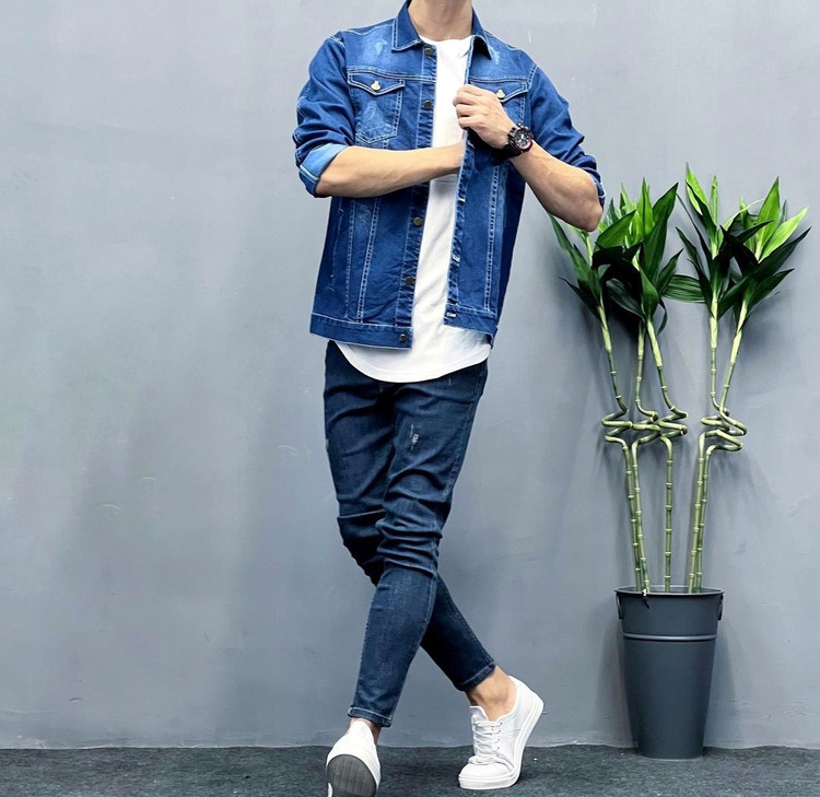 کت جین مردانه رنگ آبی فول کش 2025