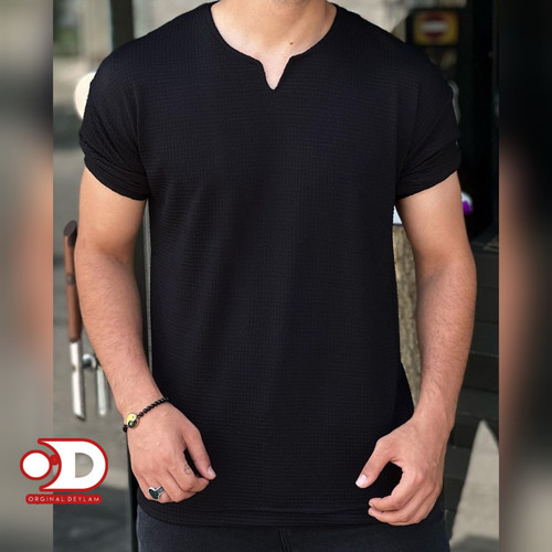 تیشرت مشکی یقه کوبایی