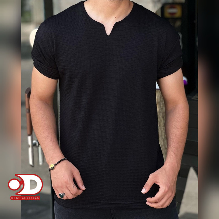 تیشرت مشکی یقه کوبایی